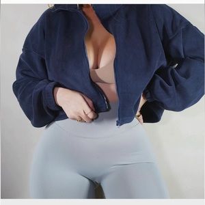 STELLA LAGUNA BEACH “OVERSIZED CROPPED FLEECE JACKET” LARGE/NAVY